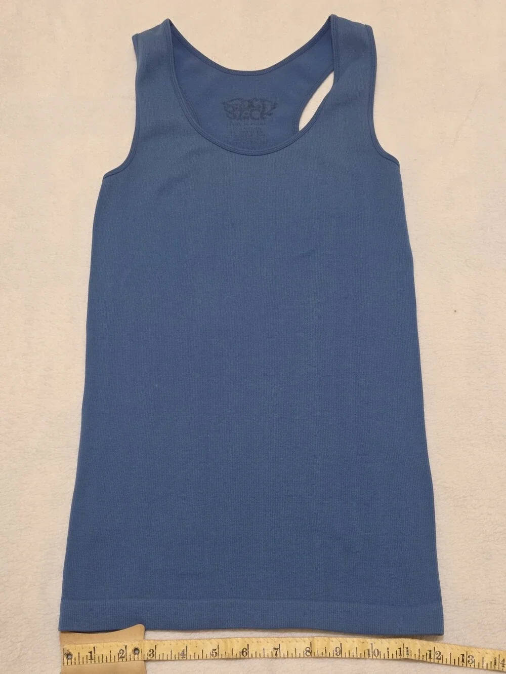 🩷Y2K Lip Stick Blue Ribbed Racerback Tank Top Womens Small